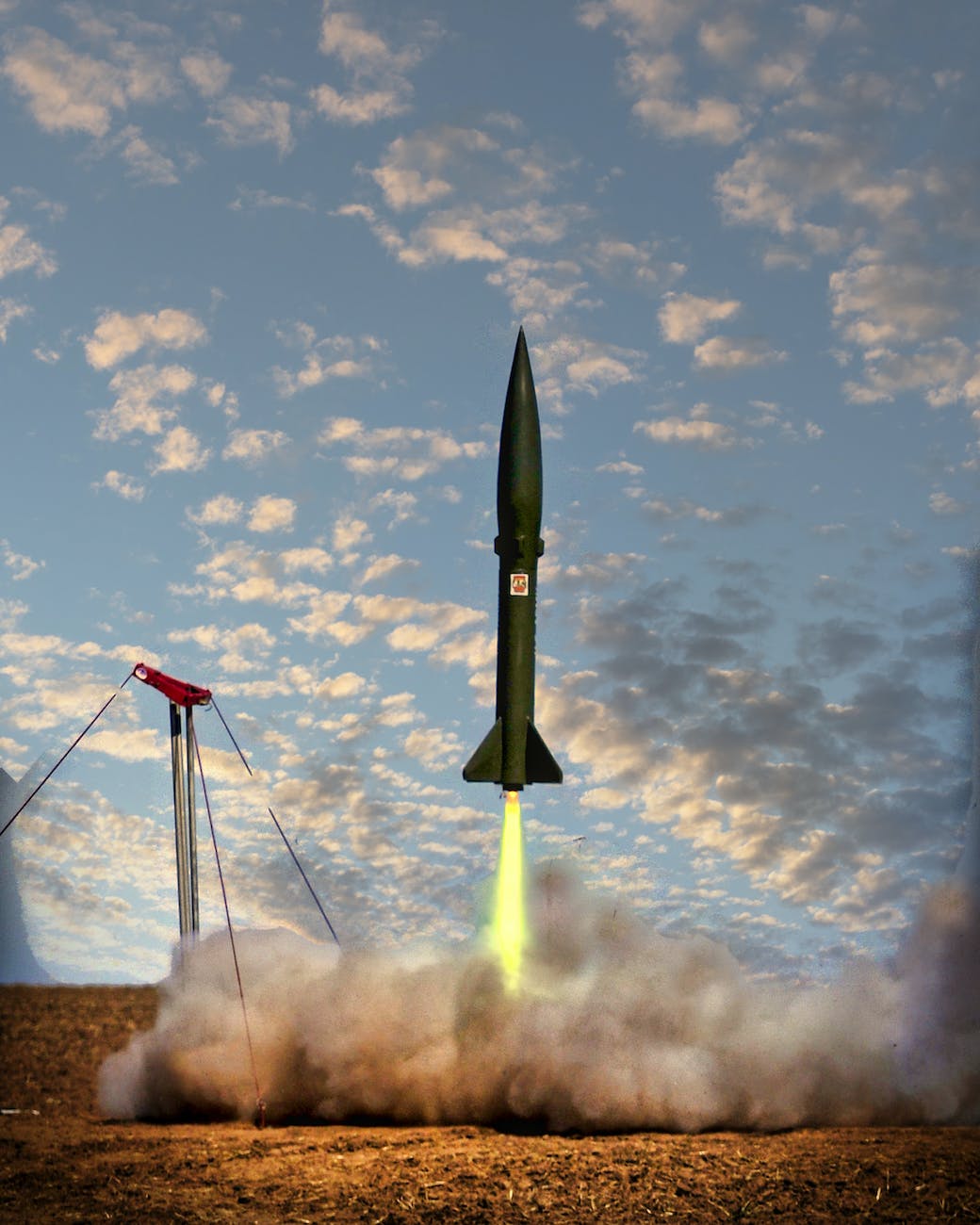 missle launching at sunset