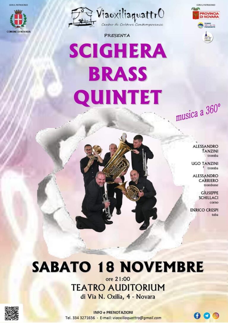 Scopri di più sull'articolo Concerto della Scighera Brass Quintet in via Oxilia 4 a Novara