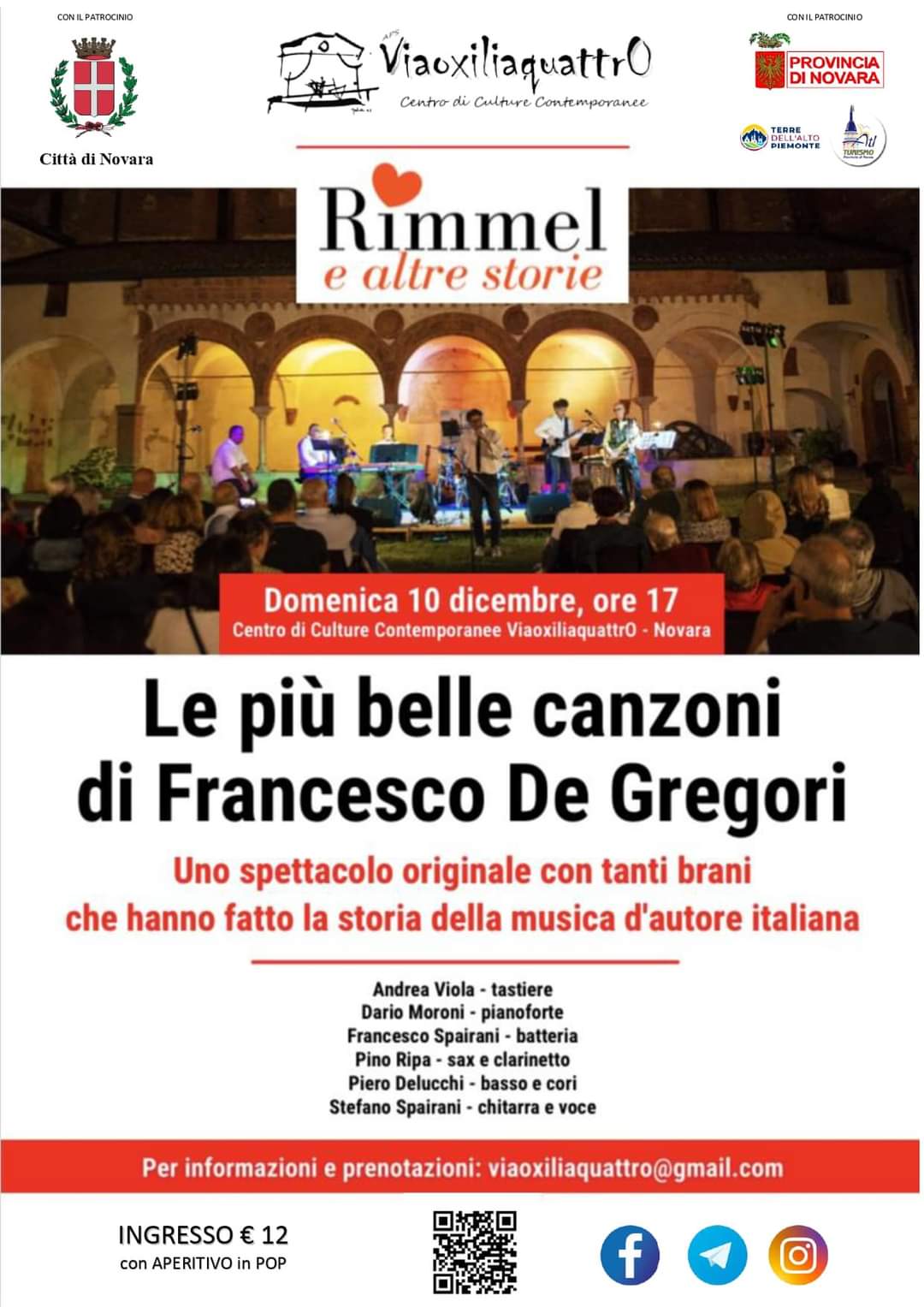 Scopri di più sull'articolo Tributo a Francesco De Gregori in via Oxilia 4 a Novara