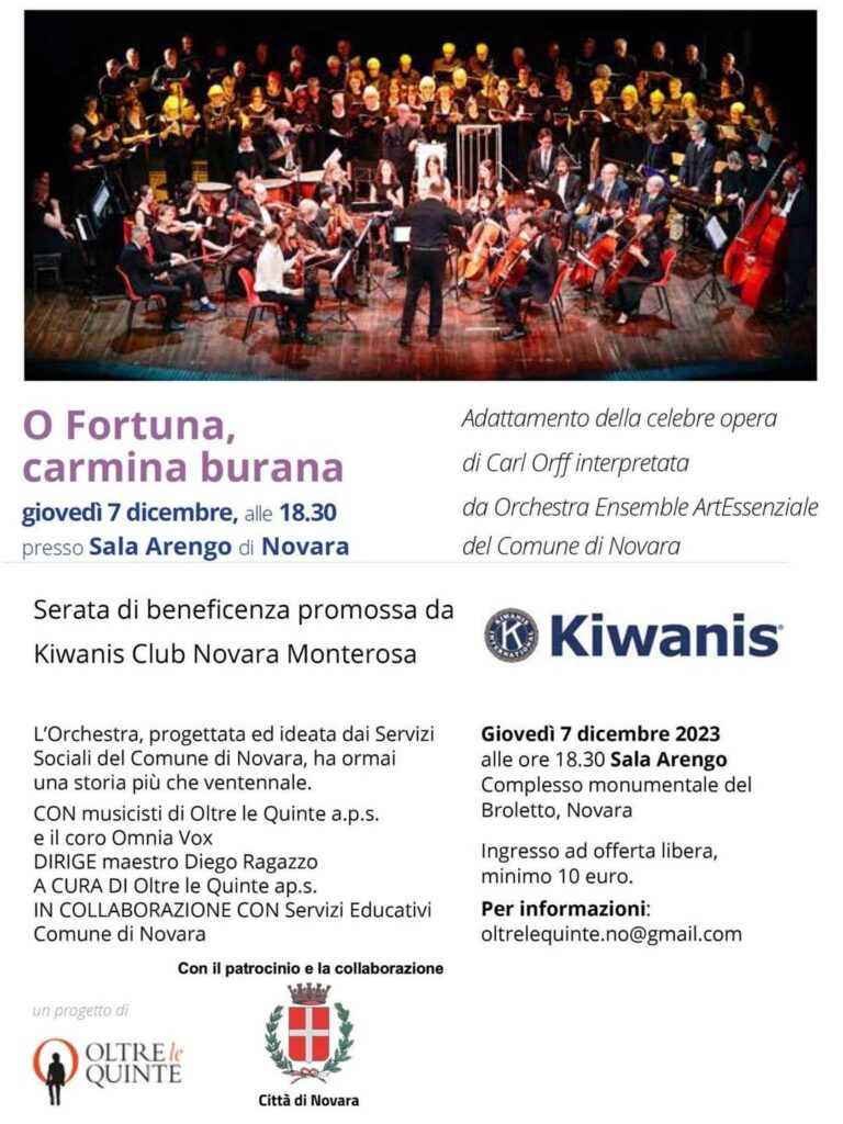 Scopri di più sull'articolo Concerto Carmina Burana con serata benefica a Novara