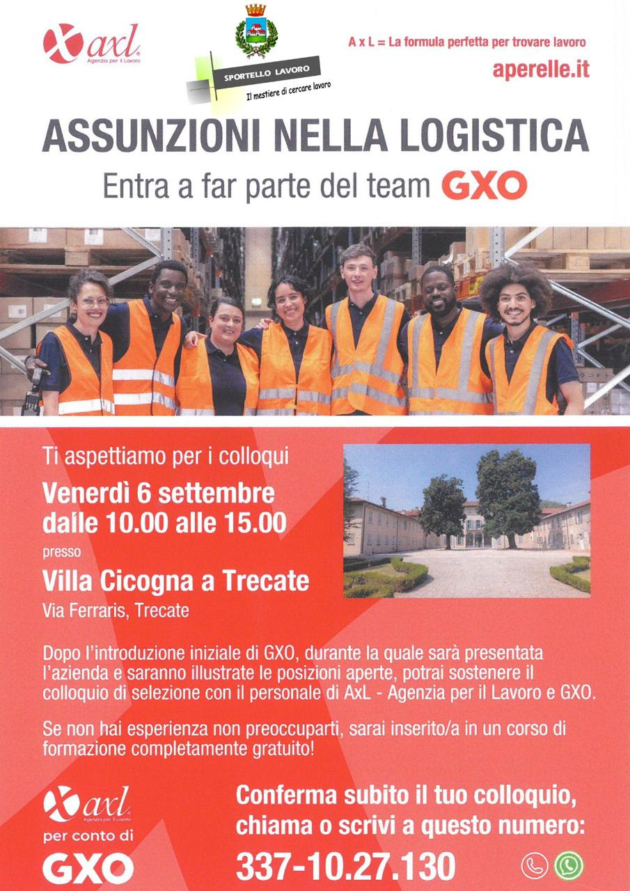 Scopri di più sull'articolo NUOVE ASSUNZIONI AL POLO LOGISTICO: COLLOQUI ORGANIZZATI DALLA CITTÀ DI TRECATE CON AXL AGENZIA PER IL LAVORO E GXO