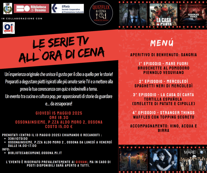 Cena con le Serie TV: Degustalibri arriva a Ossona