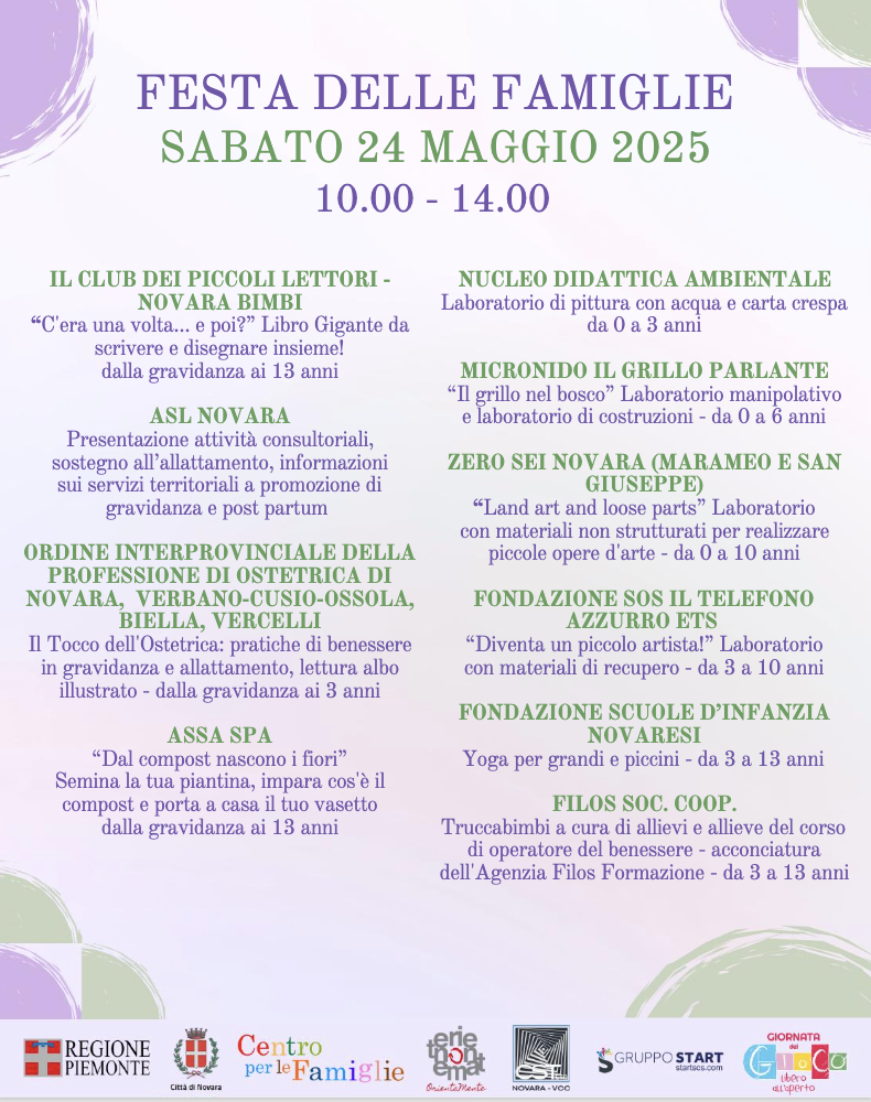 Festa delle famiglie 2025 Novara
