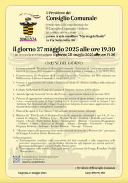 Convocato il Consiglio Comunale di Magenta: appuntamento il 27 e 28 maggio