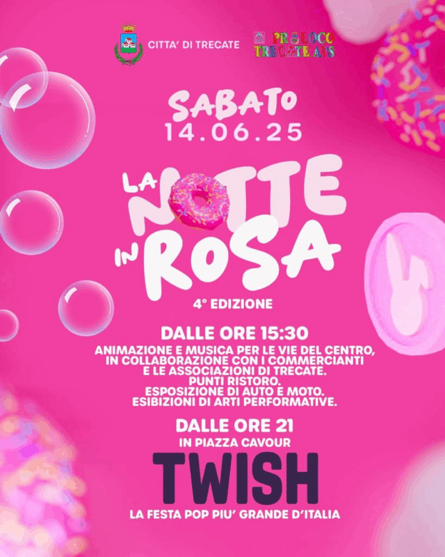 Trecate si tinge di rosa: il 14 giugno torna “La Notte Rosa”