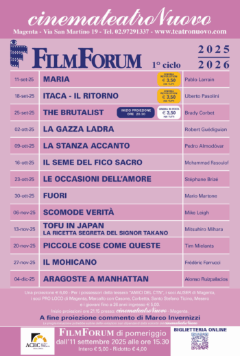 FilmForum 2025-2026: torna a Magenta il grande cinema d’autore