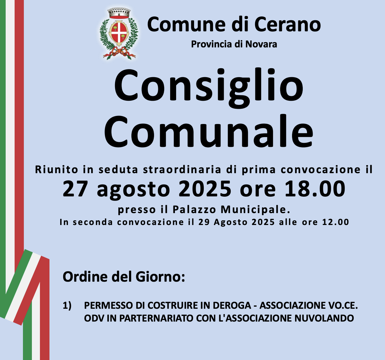 consiglio comunale, cerano