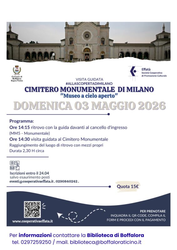 Boffalora, visita guidata al Monumentale di Milano - Domenica 3 maggio 2026
