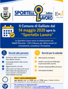 Galliate, dal 14 maggio apre il nuovo Sportello Lavoro