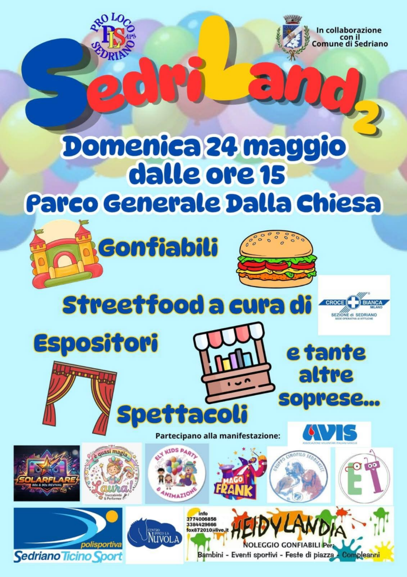 Sedriano: il 24 maggio torna “Sedriland 2” al Parco Dalla Chiesa