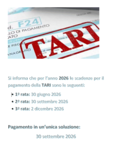 TARI 2026, definite le scadenze per il pagamento