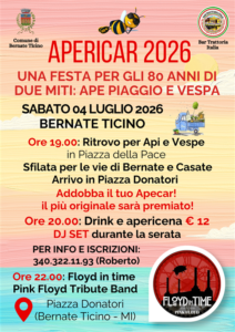Bernate Ticino festeggia gli 80 anni di Ape Piaggio e Vespa con Apericar 2026
