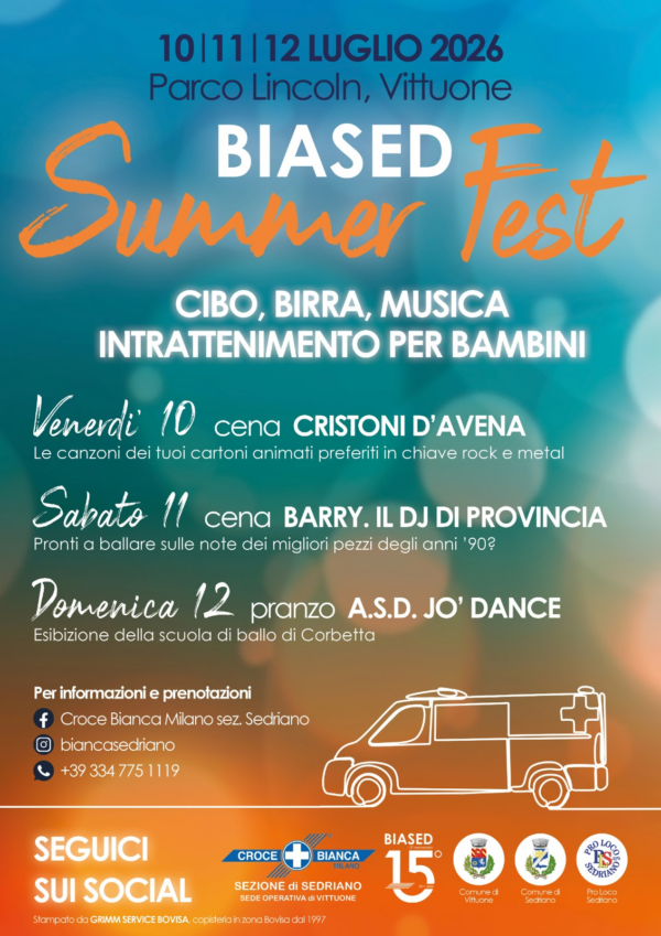 Vittuone, torna il Biased Summer Fest al Parco Lincoln - 10|11|12 luglio