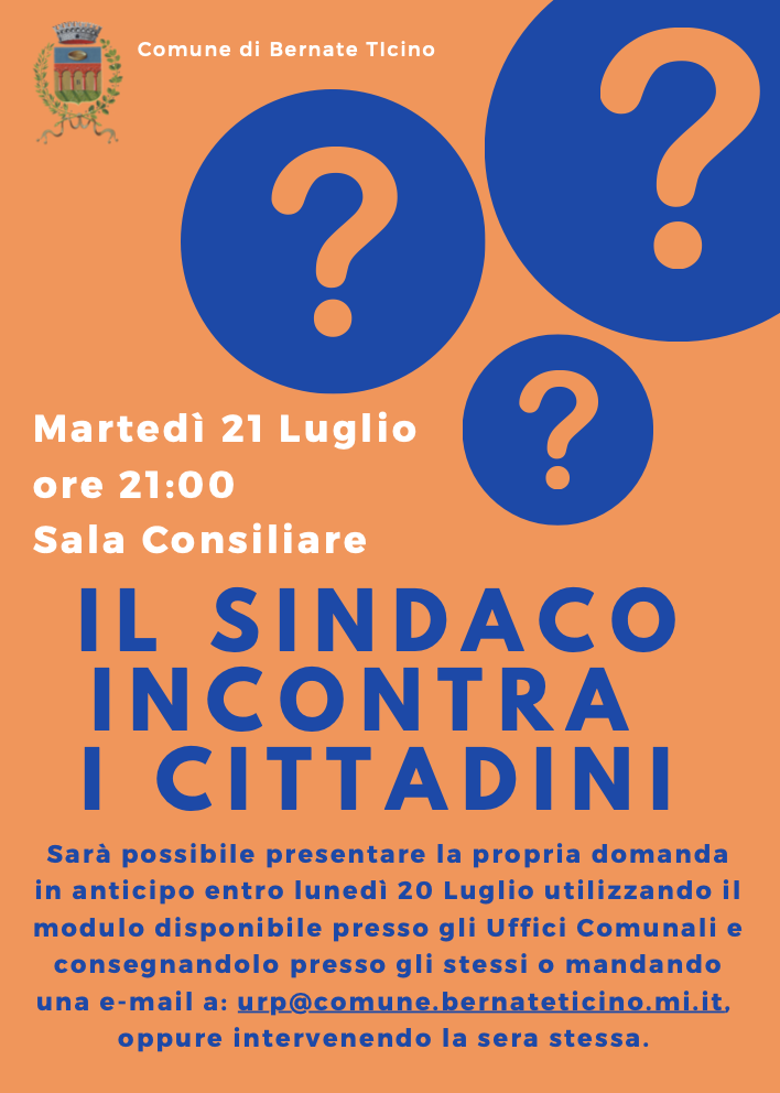 Bernate Ticino, il sindaco incontra i cittadini il 21 luglio