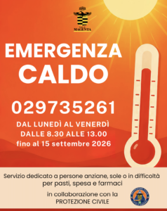 Magenta - Emergenza caldo: attivo un servizio di supporto per le persone più fragili - Fino al 15 settembre