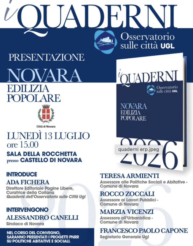 Novara, il 13 luglio un incontro dedicato all’edilizia popolare e alle politiche abitative