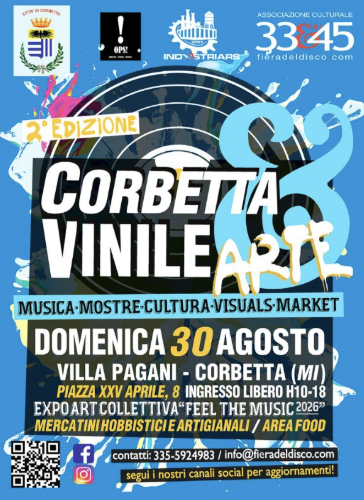 Corbetta Vinile & Arte, domenica 30 agosto, torna la festa tra dischi, arte e vintage