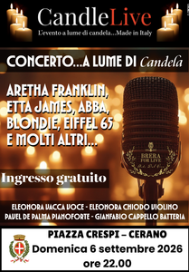 Cerano, il 6 settembre il concerto “CANDLELIVE” a lume di candela