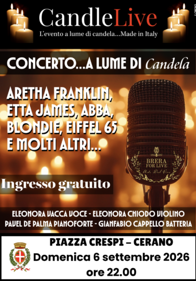 Cerano, il 6 settembre il concerto “CANDLELIVE” a lume di candela