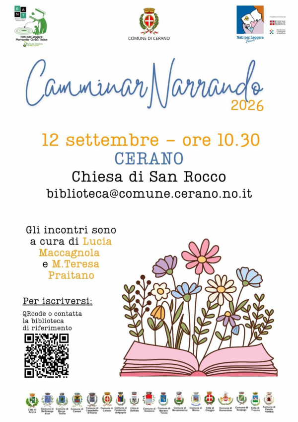 Cerano, CamminarNarrando, bambini, lettura, laboratorio creativo, biblioteca, Nati per Leggere, famiglie, settembre 2026,