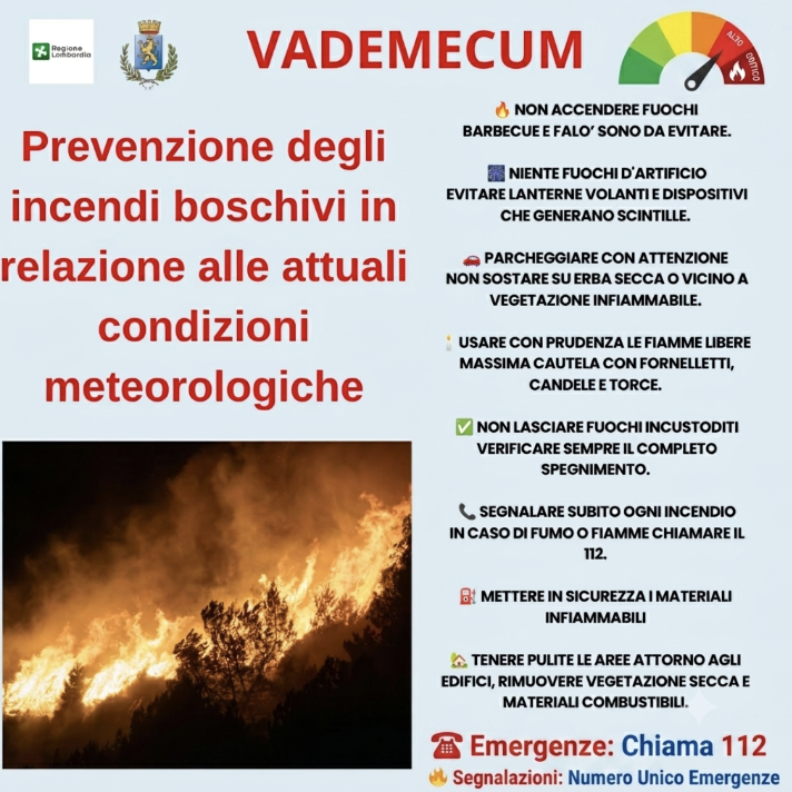 Incendi boschivi, il Comune di Abbiategrasso invita alla massima prudenza