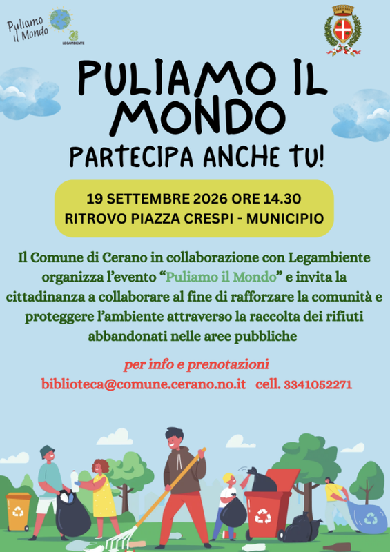 Cerano, torna “Puliamo il Mondo”: appuntamento il 19 settembre