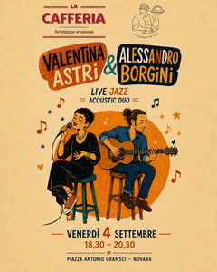 Scopri di più sull'articolo Live jazz a Novara con Valentina Astri e Alessandro Borgini – Venerdì 4 settembre, dalle 18.30 alle 20.30