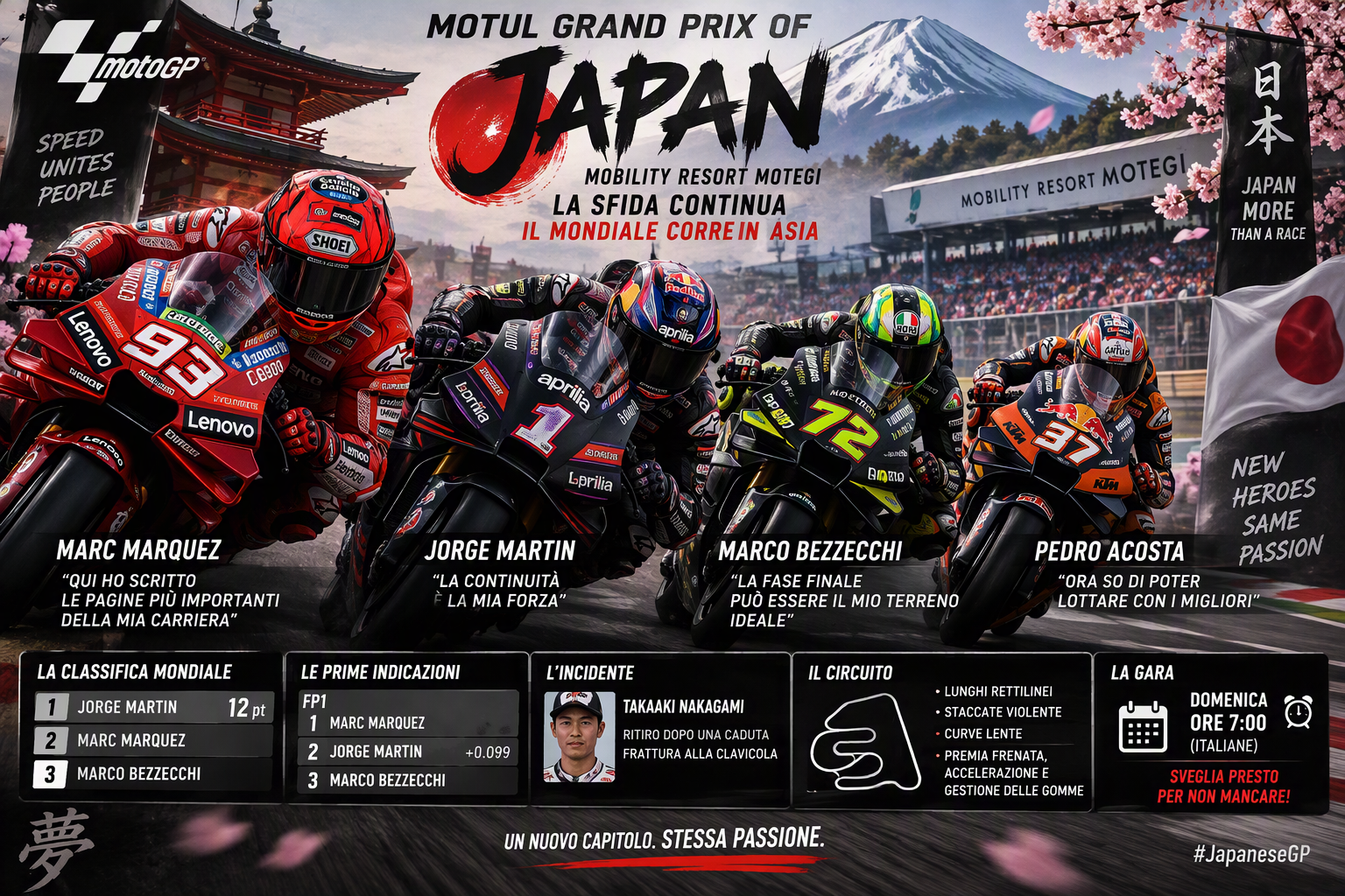 Scopri di più sull'articolo MotoGP Giappone 2026: a Motegi inizia il momento decisivo del Mondiale