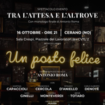 Cerano, Teatro, Tra l'attesa e l'altrove, Rise Up, Antonio Roma, Restare Umani, Fondazione Comunità Novarese, Eventi ottobre 2026, Cultura, Ingresso libero,