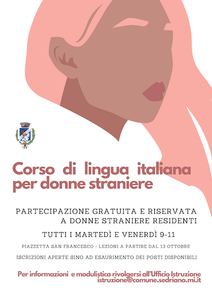 Sedriano, dal 13 ottobre 2026 corso gratuito di italiano per donne straniere