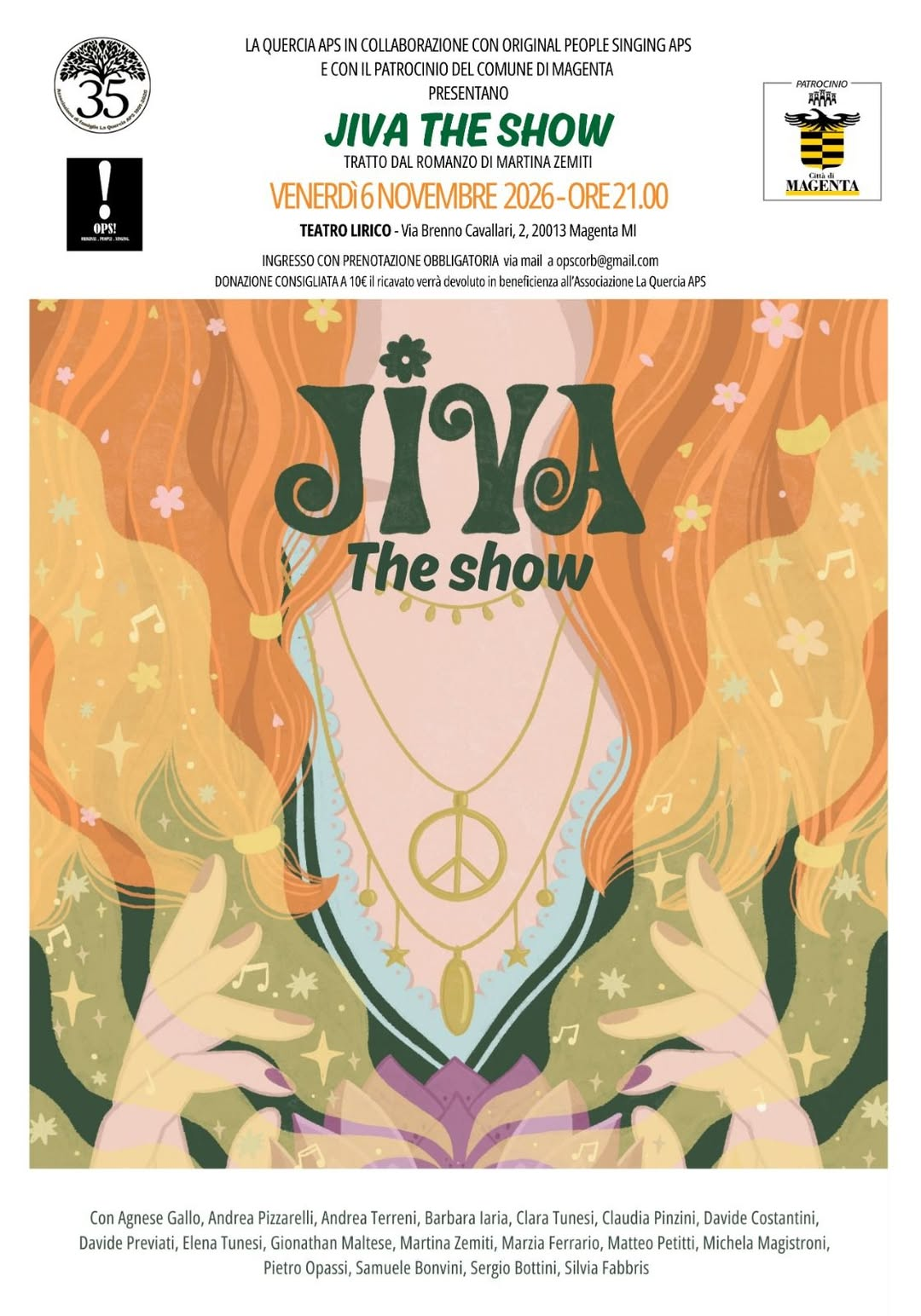 Magenta, Jiva The Show, Teatro Lirico, Martina Zemiti, Teatro, Inclusione sociale, Diversità, Solidarietà, La Quercia APS, Eventi novembre 2026, Spettacoli teatrali,