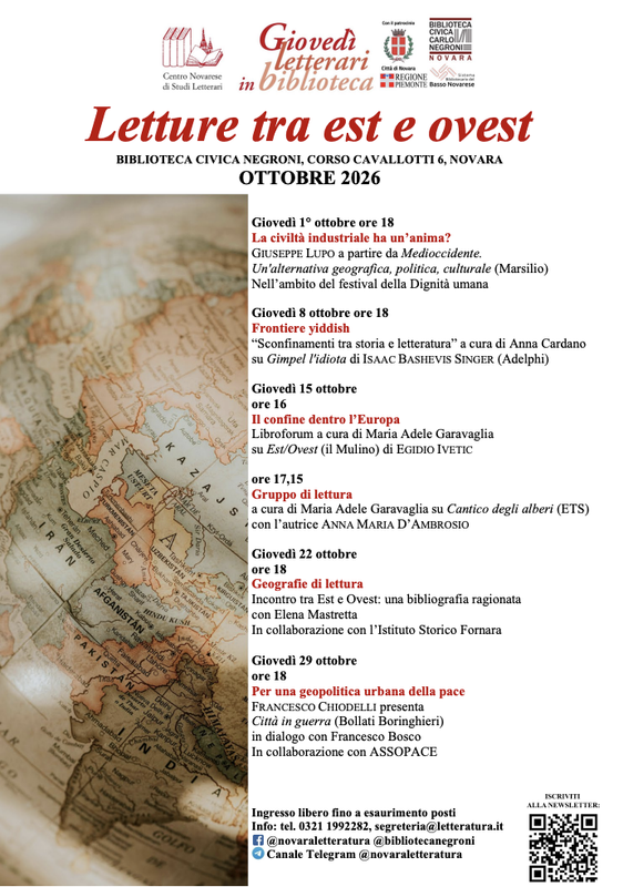Novara, 15 ottobre: alla Biblioteca Negroni si parla dei confini d'Europa
