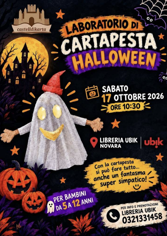 Novara, 17 ottobre ore 10.30: laboratorio di cartapesta per Halloween alla Libreria Ubik