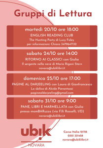 Novara, 20 ottobre ore 18: torna l'English Reading Club alla Libreria Ubik