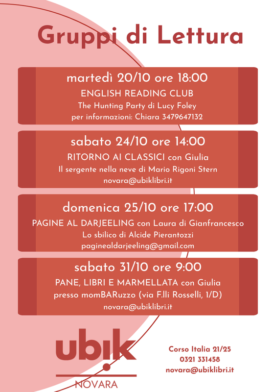 Novara, 20 ottobre ore 18: torna l'English Reading Club alla Libreria Ubik
