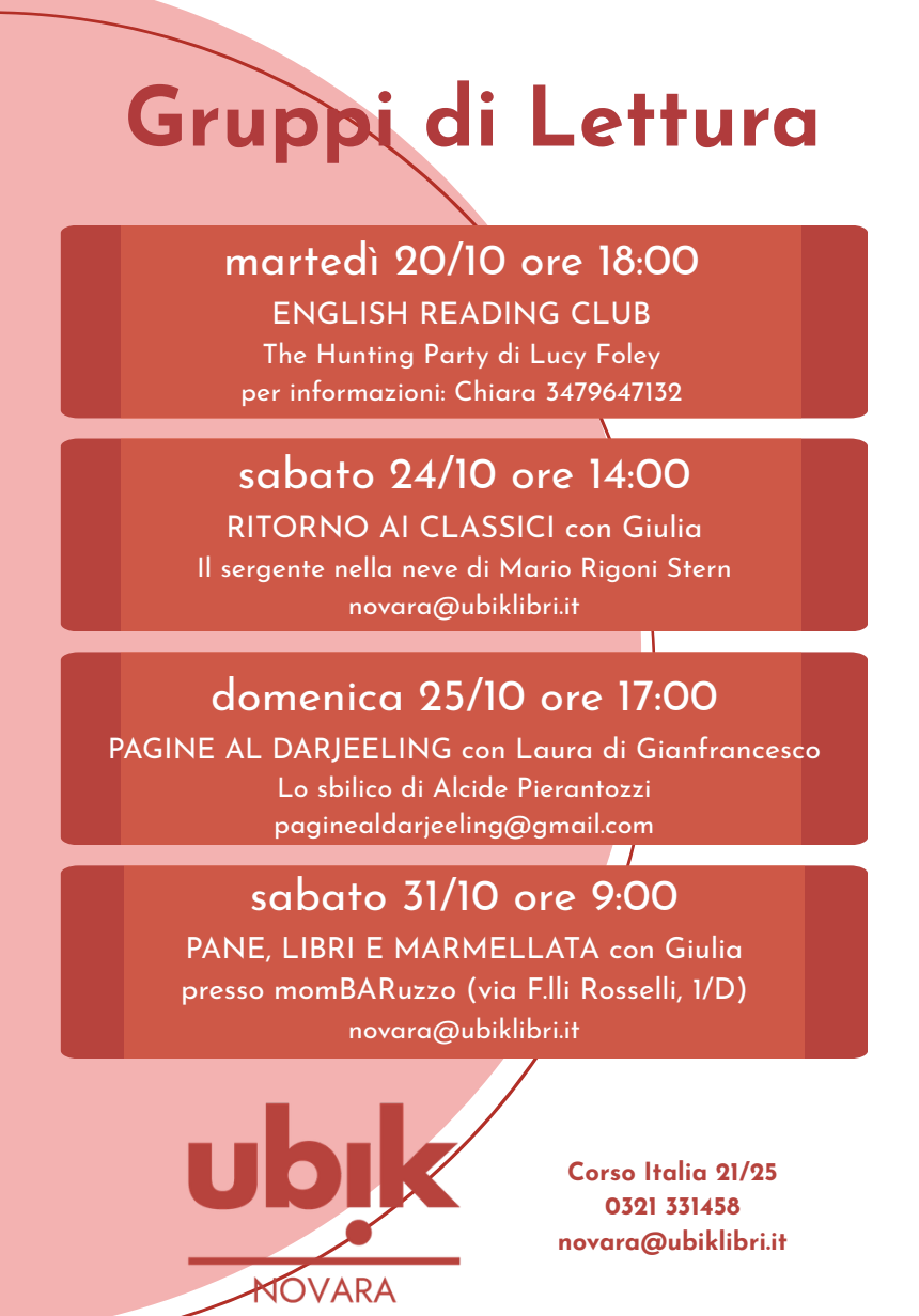 Novara, 20 ottobre ore 18: torna l'English Reading Club alla Libreria Ubik