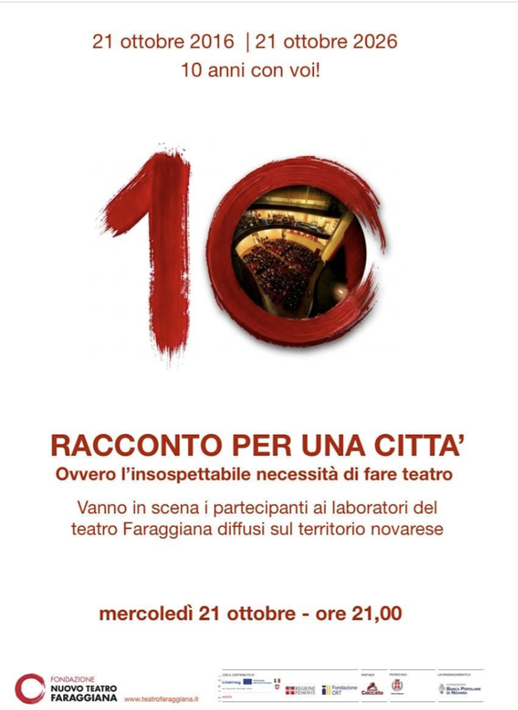 Novara, 21 ottobre ore 21: al Teatro Faraggiana lo spettacolo “Racconto per una città”