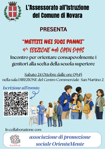 Novara, 24 ottobre 2026: “Mettiti nei suoi panni”, incontro sull'orientamento scolastico