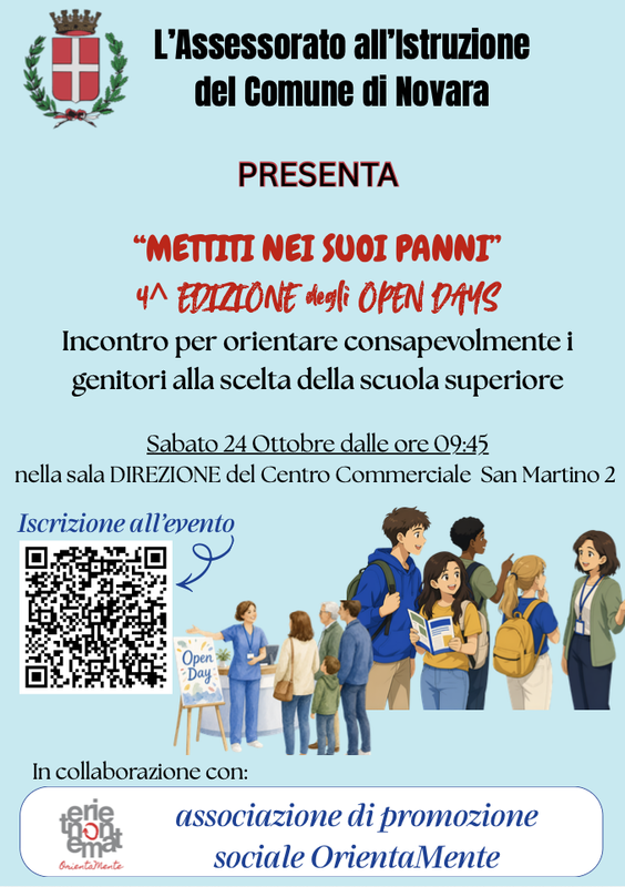 Novara, 24 ottobre 2026: “Mettiti nei suoi panni”, incontro sull'orientamento scolastico