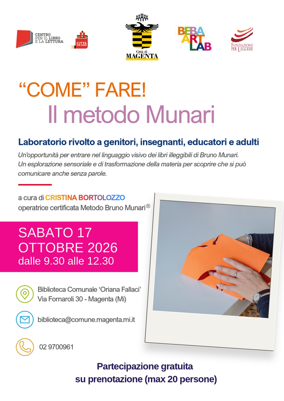 Magenta, 17 ottobre 2026: laboratorio gratuito sul metodo Munari